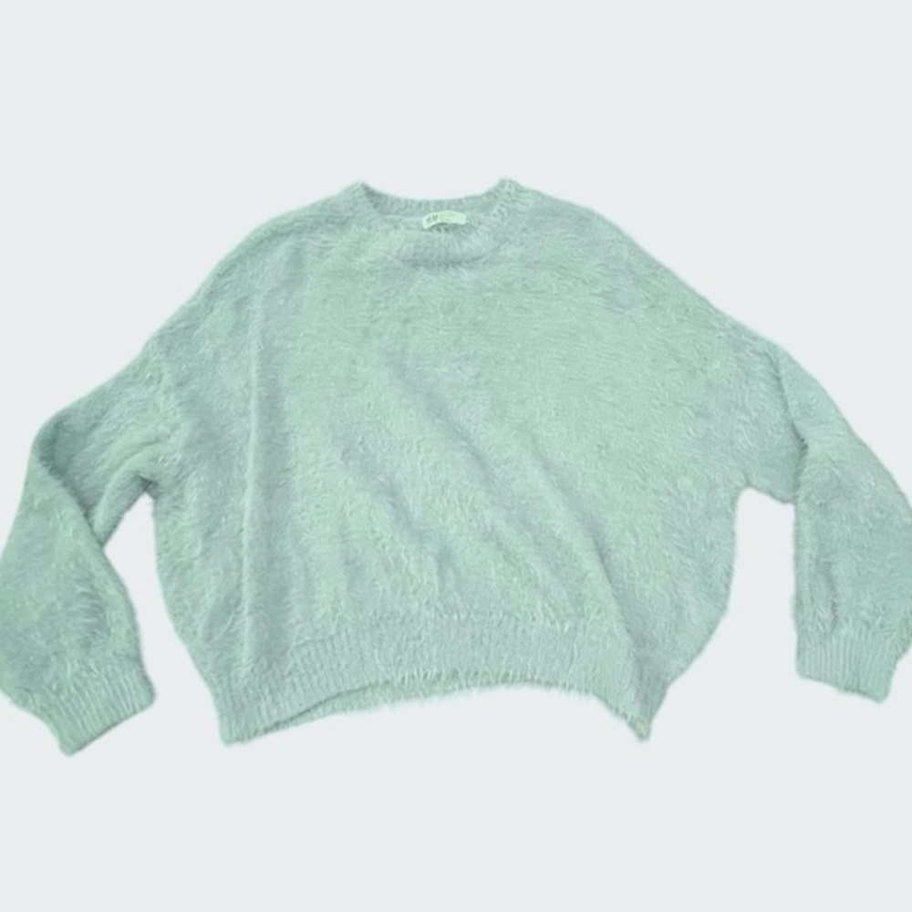 H&M Aqua Blue Fuzzy Sweater Knit Soft Comfortable Top Womens XS | Girls Size‎ 20